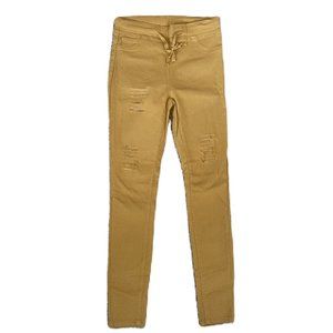 NWOT Mustard Yellow Raw-Slit Drawstring Jeggings